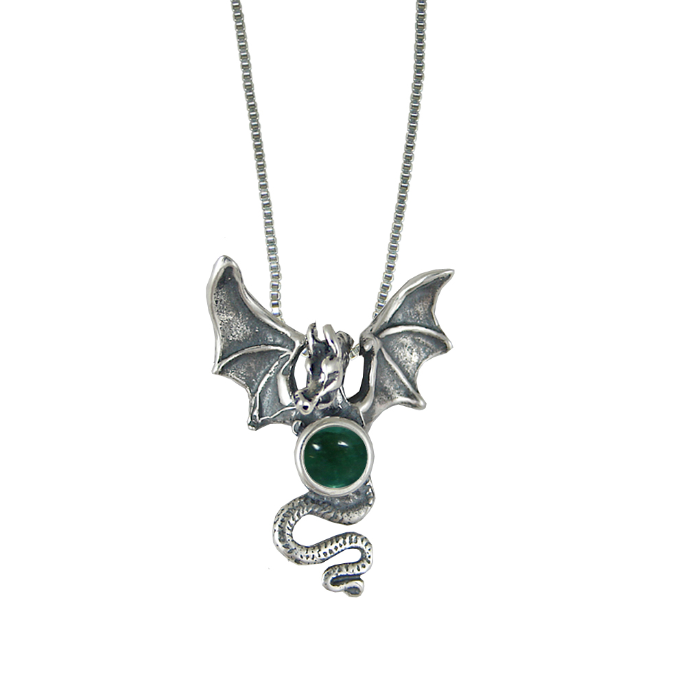 Sterling Silver Dragon of Protection Pendant With Fluorite